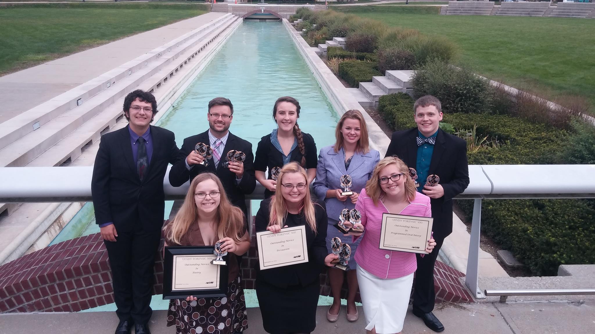 (Front): Taylor Rossi, Emri Farnam, Hannah Zickelfoose. (Back): Briar North, Spencer Marcum, Rebecca Blake, Katie Reining, Josh Fleming.