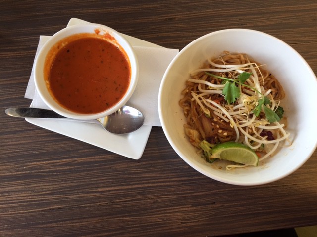 Tomato Basil Bisque and Indonesian Peanut Sauté. Photo Credit: Sarah Goetze