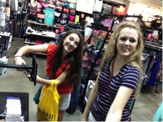 Pictured: Cecily May ’18 and Grace McDowell ’16 enjoying a day out shopping. Photo Credit: Grace McDowell